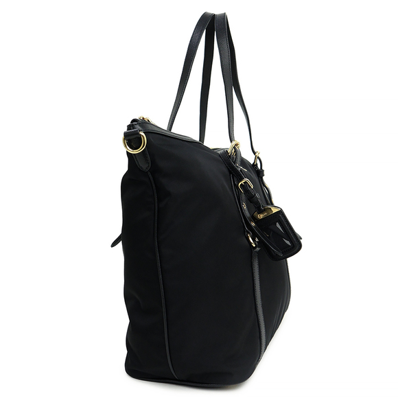 Prada Crossbody Tote Bag Tessuto Nylon Saffiano Leather Nero Black - Picture 9 of 9